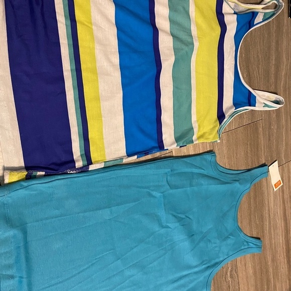 Set Lot 2 New NWT Vintage Joe Boxer Women Blue Striped Sequin Tank Top Shirt M - Picture 4 of 6